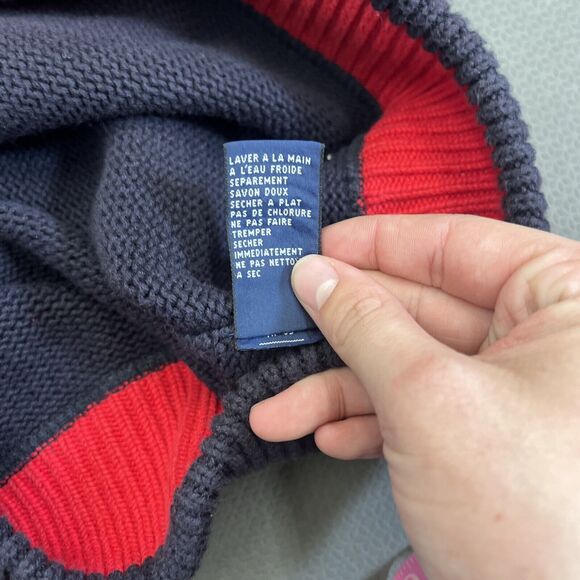 Tommy Hilfiger Vintage Navy Blue Rib Knit Pullover Sweater Mens Large Logo Chrty - Picture 13 of 15